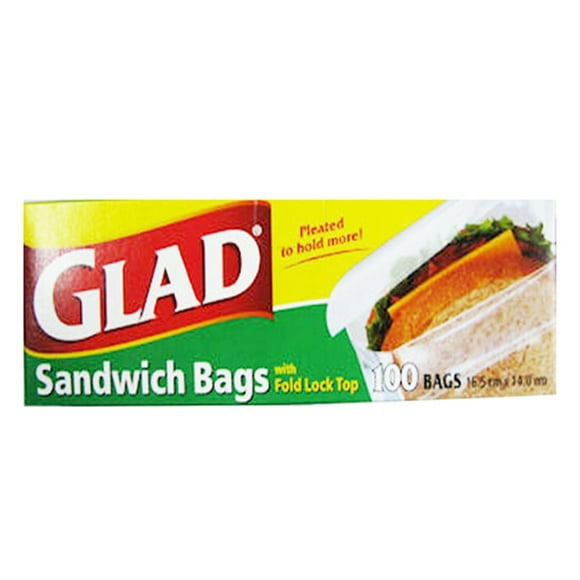 Glad Sacs à Sandwich avec Rabat (100 Sacs) 102649