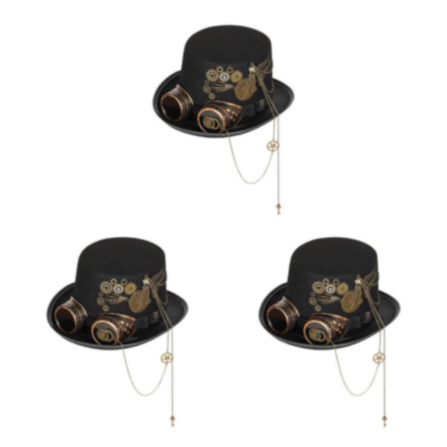 Wosthever Men Women Steampunk Floral Top Hat Flower Goggles with for Halloween Costume Type1 NO1