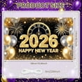 thumbnail image 2 of Gold Glitter Happy New Year Banner Silver Balloons 2026 New Year Display Fireworks Design Clock Pattern New Year Backdrop for New Year Party Holiday Celebration Indoor Decoration, 2 of 8