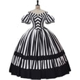 thumbnail image 2 of Victorian Gothic Black and White Stripe Rococo Dress Gown Medieval Queen Masquerade Dress for Women, 2 of 7