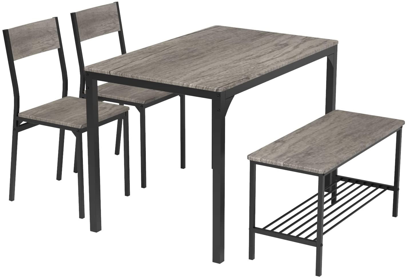 Soges 4 Pieces Wood Dining Table with Two Chairs and a Bench Sets,Dining Room Sets,GCCZ1008-CA