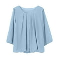 thumbnail image 4 of Women's 3/4 Sleeve Tunic Tops Casual Loose Fit Floral Blouses Mesh Pleated Layered Shirt, 4 of 4