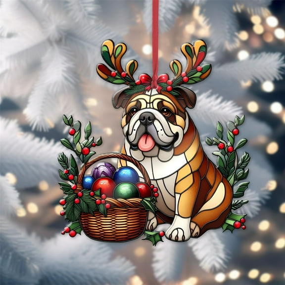 Christmas Ornament Adorable Dog Design for Holiday Decor Tree Decoration or Gift for Dog Lovers/ Christmas Ornament 2D Flat 8Cm A
