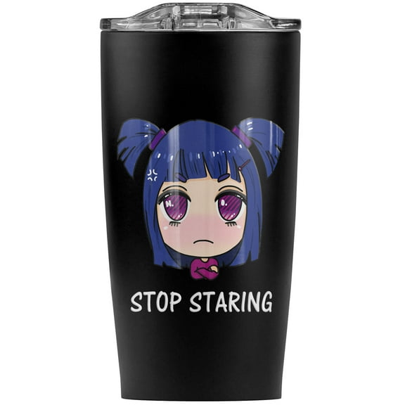 Stop Staring Kawaii Chibi Girl Pigtails Stainless Steel 20 oz Travel Tumbler, Vacuum Insulated & Double Wall with Leakproof Sliding Lid | Great for Coffee/Hot Drinks and Cold Beverages