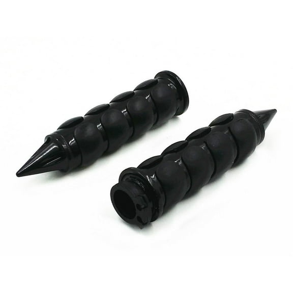 Spike 1" 25mm Handlebar Motorcycle Rubber Soft Comfortable Hand Grips Handgrip For Suzuki Harley Honda Kawasaki Yamaha Cruiser Cafe Racer Chopper Bobber Custom (Black)