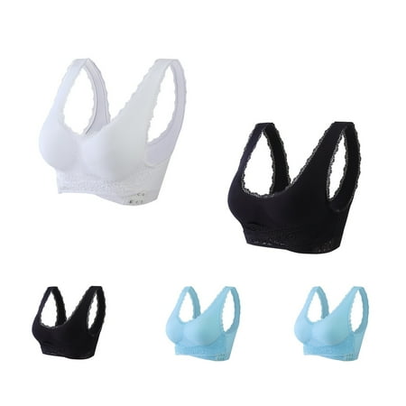 Bigersell Women s+sports+bras 5pc V-Neck Wire-Free Bra Support Women Balconette Bras Bralette Bra Style R-201 Basic Bra Strap Nylon Seamless Bra Feature Everyday Bras Underwear White 3XL