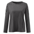 thumbnail image 4 of ICHUANYI Liquidación Mujeres Casual Cuello Redondo Encaje Ahueca Hacia Fuera Jersey De Manga Larga Blusa Adelgazante Camiseta Tops ICHUANYI WER2023082204075, 4 of 5