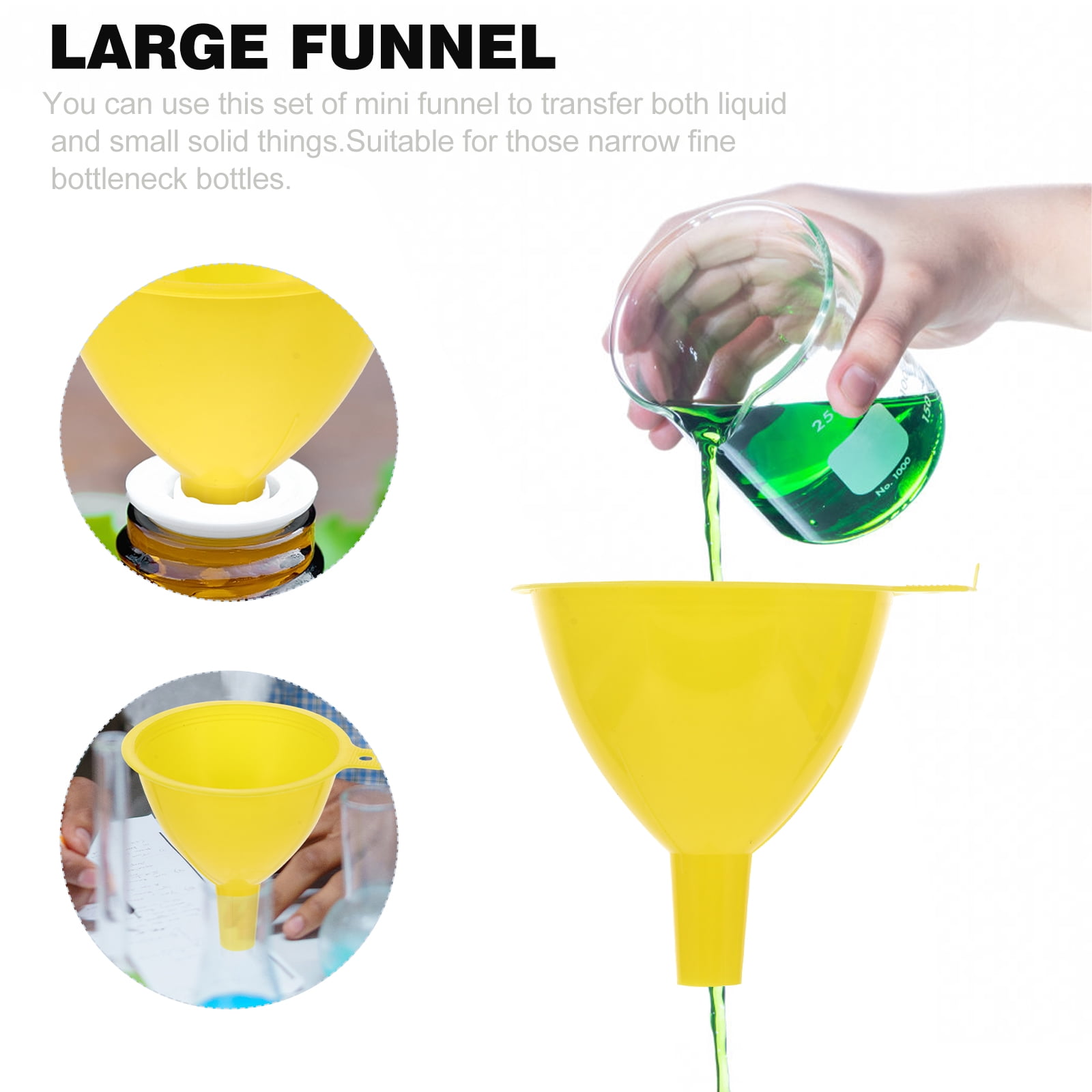 Sufanic with Handle Miniature Funnel Tiny Plastic Little Funel Liquid Dispensing Funnel, Size: 5pcs