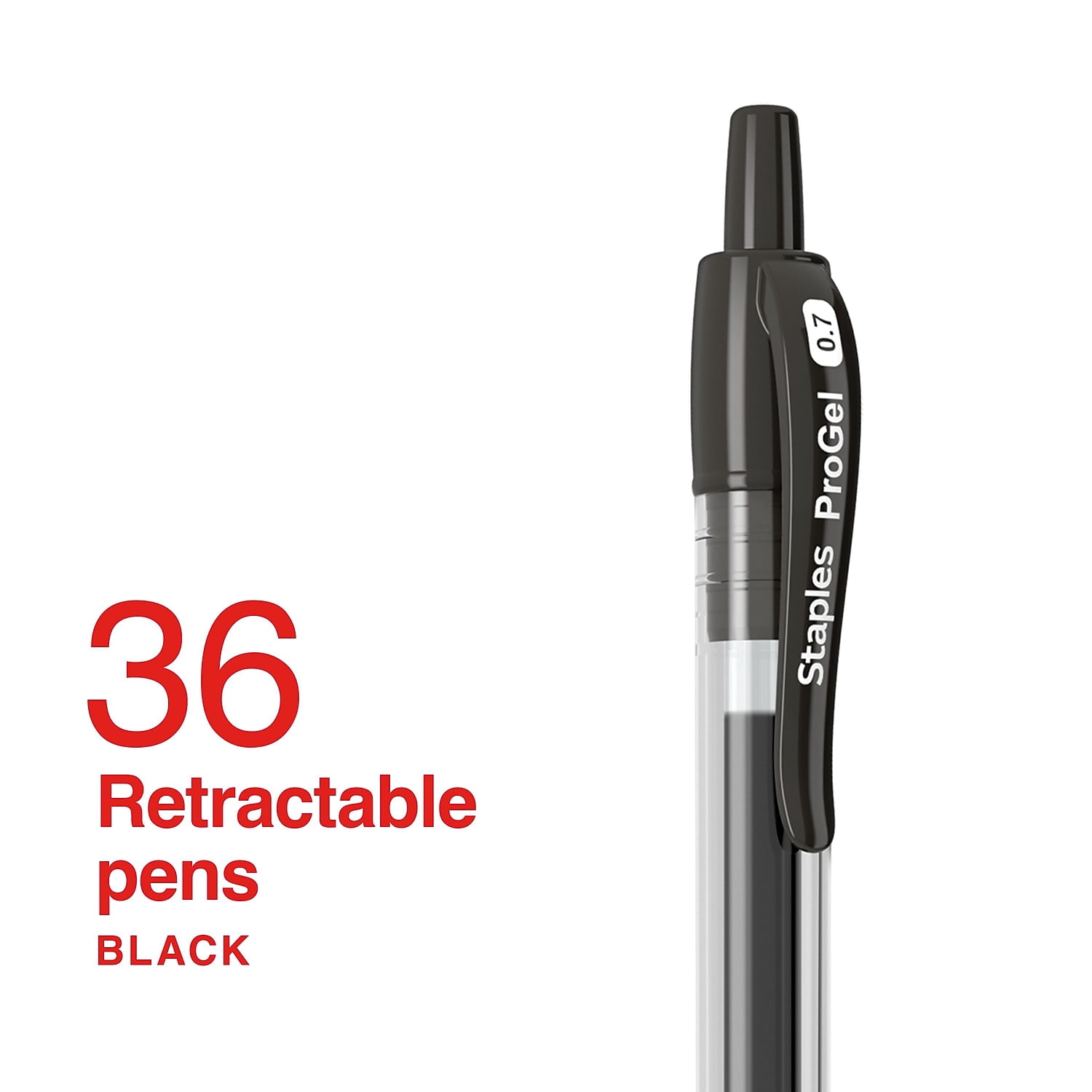 Staples ProGel Retractable Gel Pen Fine Point 0.7mm Black Ink 36/Pack (ST62097)