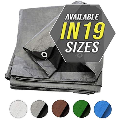 Great for Tarpaulin Canopy Tent Boat Waterproof Tarp Cover 20X20 Silver/Black Heavy Duty Thick Material RV Or Pool Cover! 