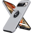 thumbnail image 1 of KOMI for Google Pixel 9 Pro XL Case, Slim Fit Case for Pixel 9 Pro XL with Metal Ring Holder Kickstand, Dual Layer Shockproof Protective Phone Case for Google 9 Pro XL 6.8", Silver, 1 of 5