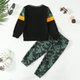 thumbnail image 3 of 2T Baby Boys Clothes 3T Boys 2PCS Fall Winter Outfits Set Letter Print Toddler Boys Long Sleeve Round Neck Top Camo Pants Set Black, 3 of 7