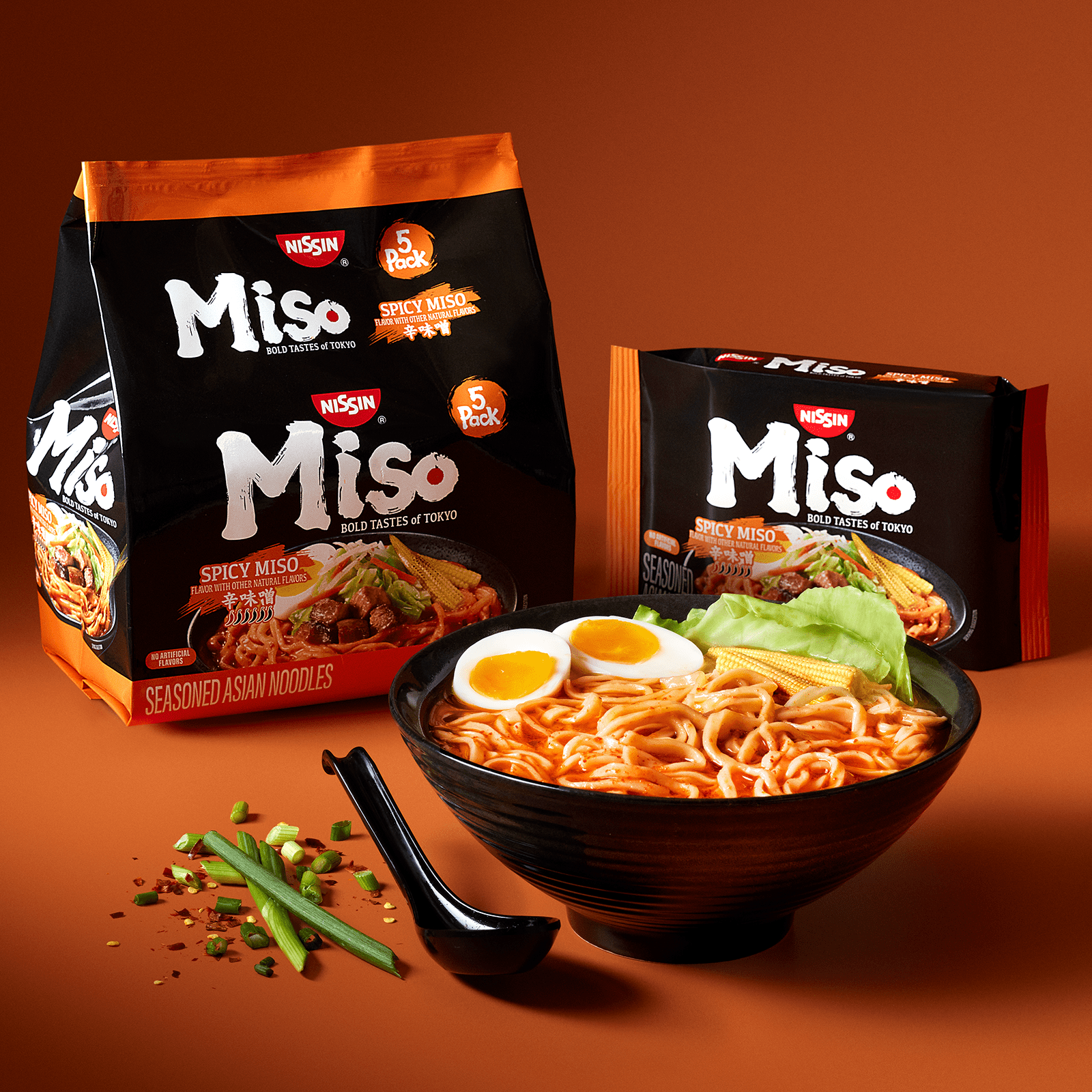 Nissin Bold Tastes of Tokyo Spicy Miso Instant Japanese Ramen Noodles, 5 Count