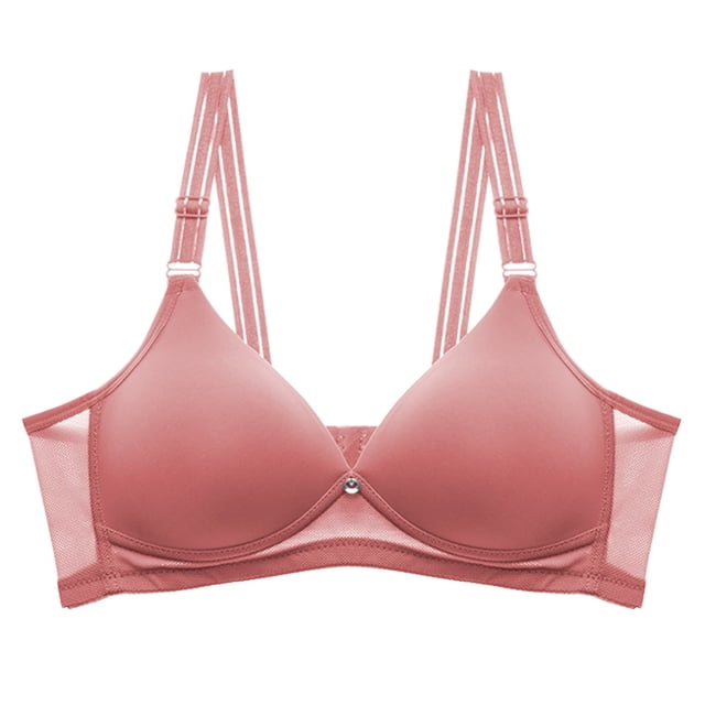 PEASKJP Wireless Bras with Support and Lift Adjustable Spaghetti Strap Sports Bra, Rose Gold 40