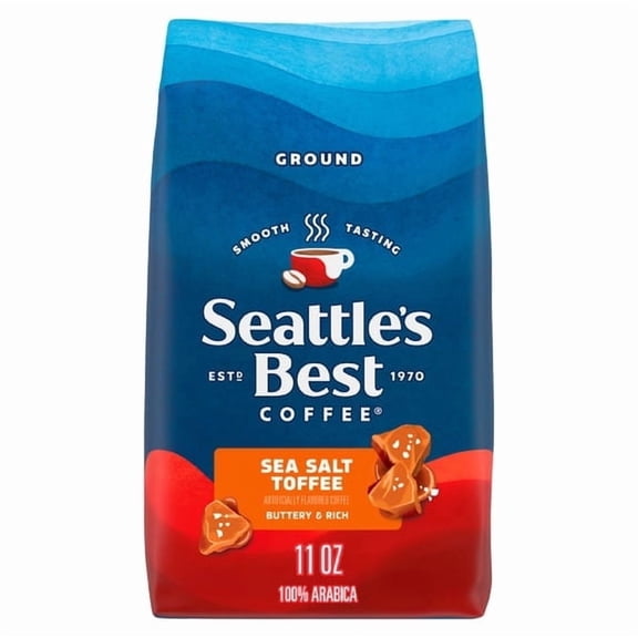 Seattle’s Best Coffee, Sea Salt Toffee, Flavored Roast Ground Coffee, 100% Arabica, 11 oz