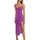thumbnail image 1 of Vestido largo con abertura, tirantes finos, espalda descubierta, Color puro, volantes, cuello en V, vestido largo de moda para mujer para primavera y verano, 1 of 7