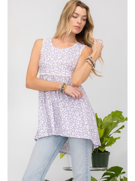 's Women's Animal Print Babydoll Tunic Top available in Missy and Plus Size Made in the USA