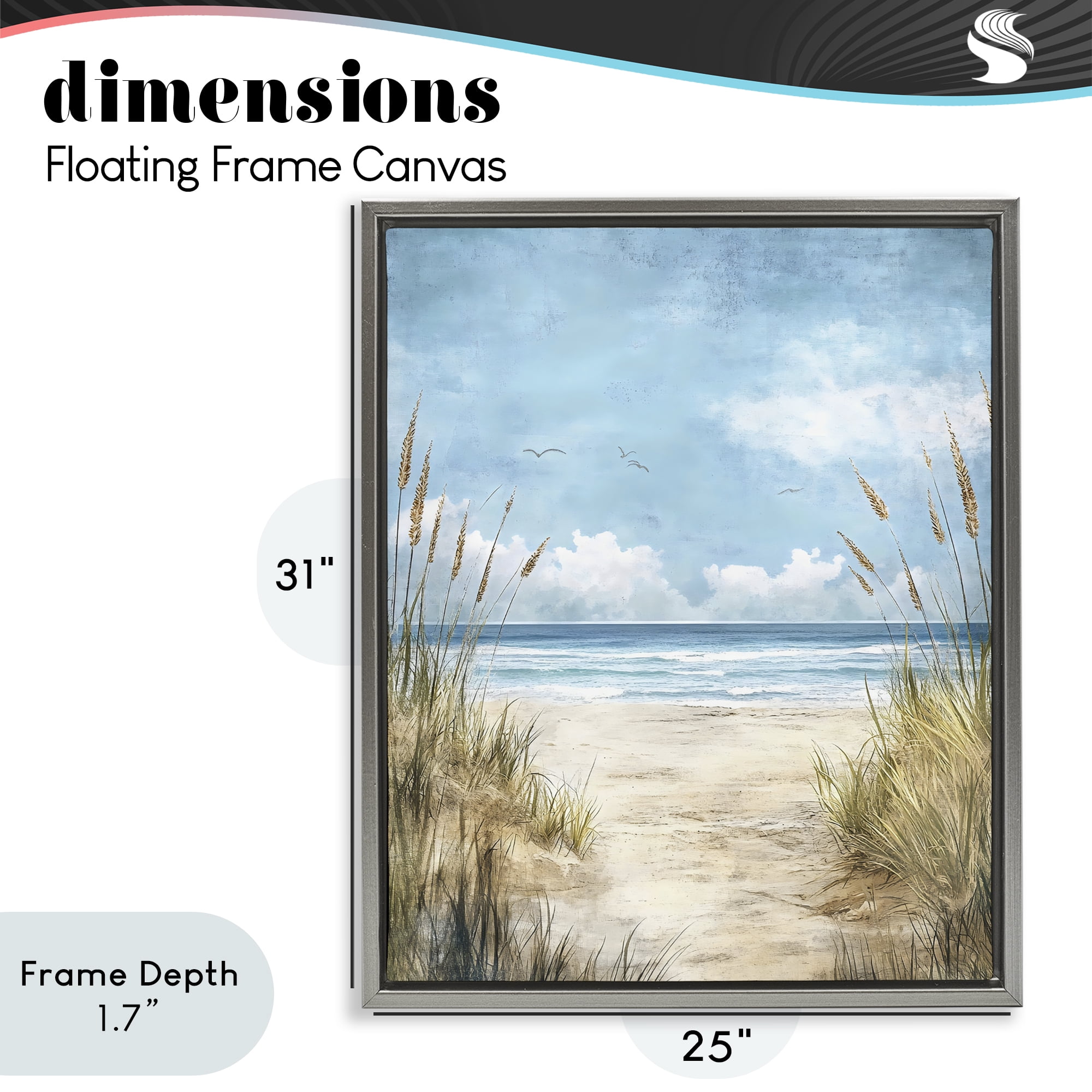 Stupell Industries Free Seagulls over Beach Dunes Gray Framed Floater Canvas Wall Art, design by Creative Studio