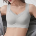 thumbnail image 4 of Womens Wireless Support Bra Wide Strap Mesh V-Neck Smoothing Shaping Everyday Brassiere Light Blue XXL, 4 of 9