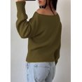 thumbnail image 6 of PRETTYGARDEN Womens Off The Shoulder Sweater Fall Fashion Soft Stretchy Knit Fabric, Batwing Long Sleeve Cinched Waist Cropped Sweaters, Date Night Outfit, Asymmetrical Going Out Tops, 6 of 8