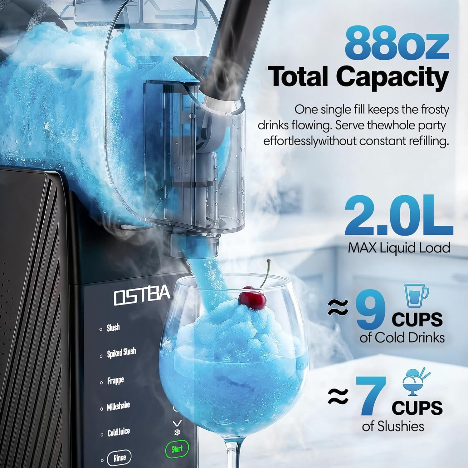 OSTBA Slushie Machine for Home, 88oz Slushy Maker, No Ice Needed Frozen Drink Machine with One-Touch Operation, 6 Preset Programs & Self-Clean Function for Margarita, Smoothie & Frozen Cocktails