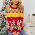 thumbnail image 2 of Mujeres Navidad suéter ricos colores vivos crewneck figurado patrón mujeres knit Top para viajes de vacaciones Oficina rojo l, 2 of 8