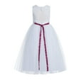 thumbnail image 2 of Ekidsbridal Girl Baptism Flower Girl Dress - White Tulle Keyhole Bak A-Line with Sequin Sash 178mh-A (Size: 2-12), 2 of 5