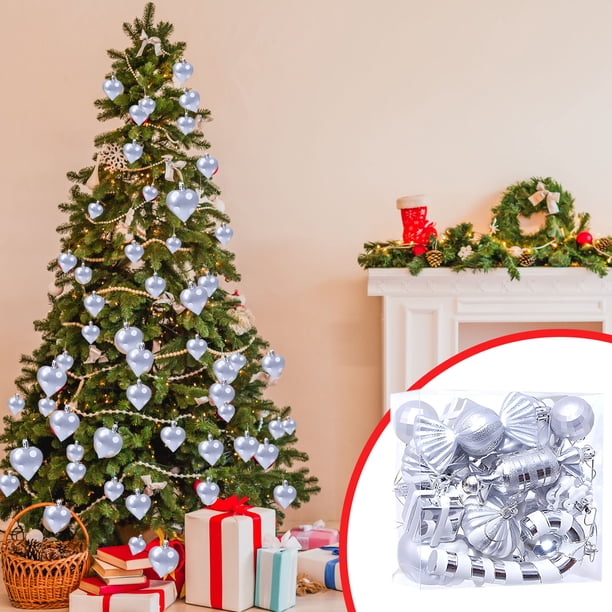Juego de adornos de 16 piezas para bolas navideñas - bolas colgantes coloridas con hebillas metálicas para decoraciones del árbol de Navidad, 2,8 pulgadas