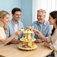 thumbnail image 5 of BiFandian 3-Tier Cardboard Cupcake Stand, Scalloped Edge Disposable Dessert Holder with Carry Handle, Foldable Pastry Display Tray for Birthday Tea Party Wedding and Holiday Snack Serving, 5 of 6