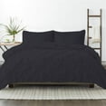 thumbnail image 4 of 3 Piece Pinch Pleated Duvet Cover Set 100% Cotton 1000 TC with Zipper Closure & Corner Ties Pintuck Bedding Duvet Cover - Super King Plus Size (120" x 120") Inch, Black Solid, 4 of 7