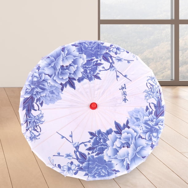 Accesorios fotográficos Sombrilla de papel al óleo oriental para Paisajes de pueblos Recitales de danza Azul