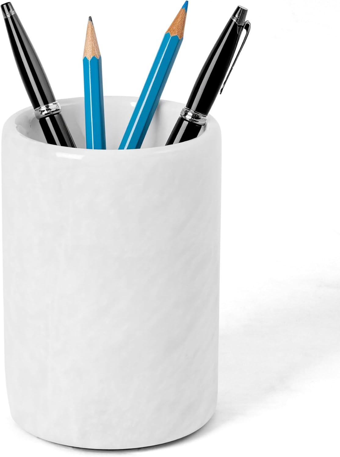 Radicaln White Marble Stationary Holder 4" – Pen Cup for Desk, Makeup Brush Organizer, Toothbrush Holder, Pencil Storage, Office Supplies & Home Décor