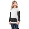 thumbnail image 2 of Mercatoo Girls Color 𝐁lock Hoodies Long Sleeve Cute 𝐏reppy Lightweight Pullover Sweatshirt with Pocket Cotton Loose Solid Tops, 2 of 7