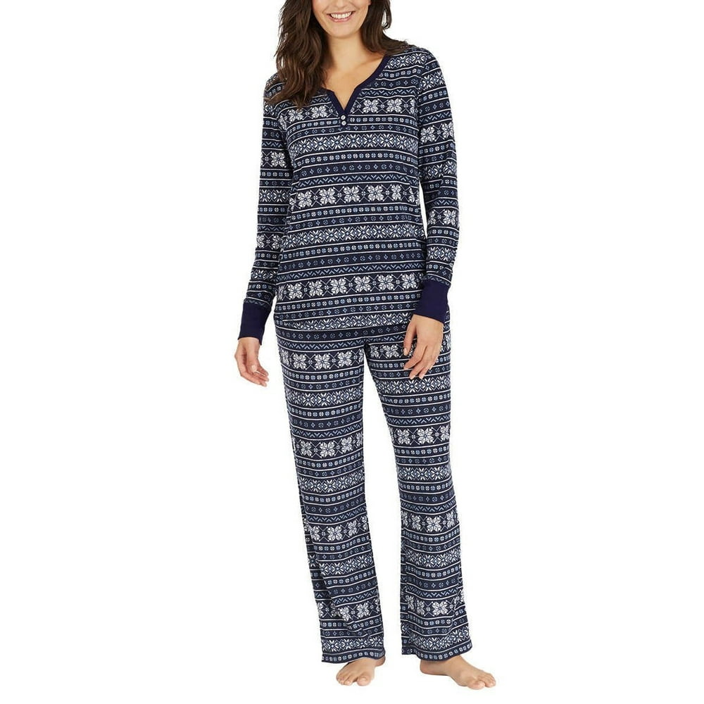 Nautica Nautica Womens 2 Piece Textured Microfleece Pajama Set (Blue