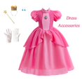 thumbnail image 1 of Super Mario Princess Peach Disfraz Para Niños Niña Rosa Melocotón Malla De Encaje Puff Manga Vestido De Bola Para Bebé Niñas Fiesta Vestidos De Boda, 1 of 4