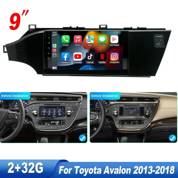 Zcargel 9” Touch Screen Car Stereo Radio For Toyota Avalon 2013-2018 Android 13 CarPlay GPS Navigation Support BT HiFi WiFi RDS Camera Mic 2 32GB