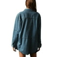 thumbnail image 4 of Spring Fall Women Long Sleeved Loose Denim Blouse Oversize V-neck Jeans Jacket with Pocket, 4 of 5