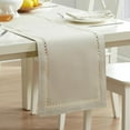 thumbnail image 5 of Newbridge Provence Lattice Cutwork Solid Color Textured Fabric Table Runner, 70 Inch Long, Ivory, 5 of 9