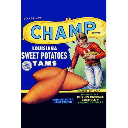Vintage football the great American pastime does not have much to do with Yams but this old crate label for Louisiana sweet potatoes utilized the sportsman to attract buyers attention  Fruit and