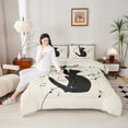 thumbnail image 4 of Homewish Black Cat 3-Piece Full Size Comforter Sets for Children Teens,Musical Notes Bedding Comforter Set,Abstract Melody Lightweight Bedding Sets,Microfiber Bedroom Decor, 4 of 8