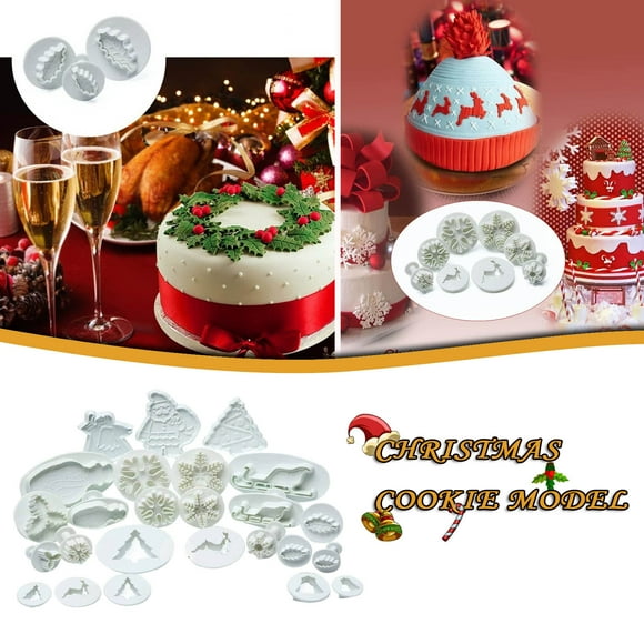 Décorations de Noël Moule à Gâteau Gâteau Décoration de Gâteau Cacao Ensemble de Noël Bricolage Impression Fondant Moule à Gâteau Moules à Dessert