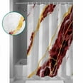 thumbnail image 3 of 60x72 Inch Shower Curtains for Bathroom Marble Red Fabric Bath Curtain Decor Gold Foil Ceramic Style Cracks Scratches Waterproof Restroom Curtains Shower Set Accessories with 12 Hooks 60 Inch, 3 of 6