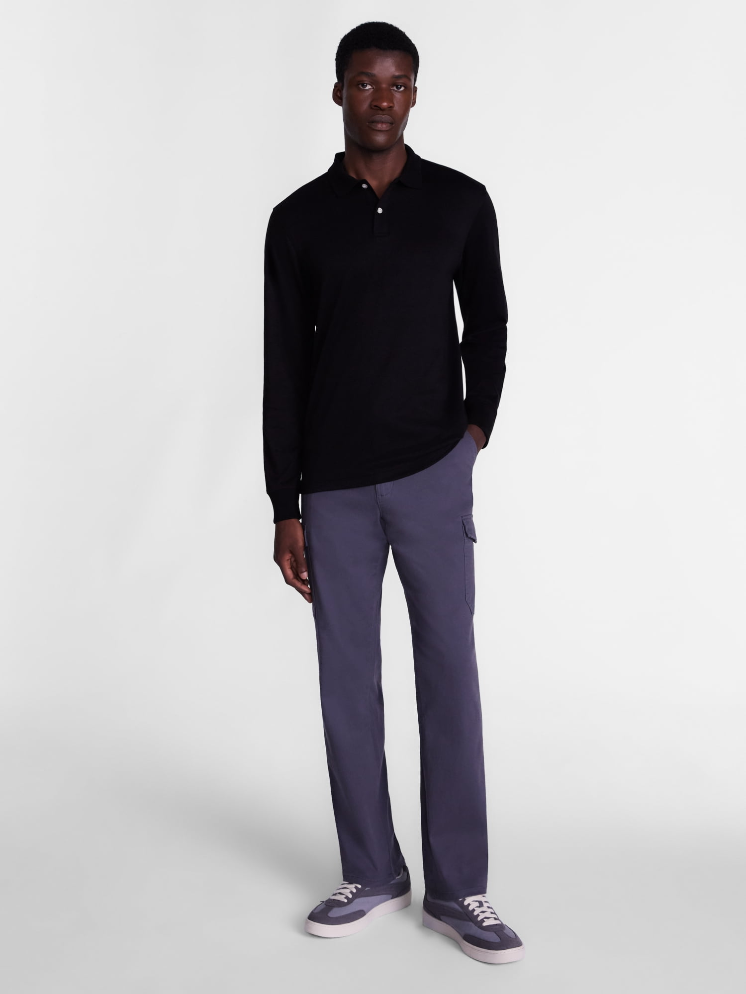 George Men's Interlock Polo Shirt with Long Sleeves, Sizes S-5XB