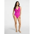 thumbnail image 4 of Time and Tru Women's and Women's Plus Size Crinkle Plunge Tie Front One Piece Swimsuit, Sizes XS-3X, 4 of 5