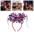 thumbnail image 2 of 4Th of July Patriotic Headband for Women Girls, Ongmies Red White Blue Star Tinsel Headband with Tassels, Sparkly Independence Day Hair Accessories for Party Parade Festival Decorations, 2 of 9