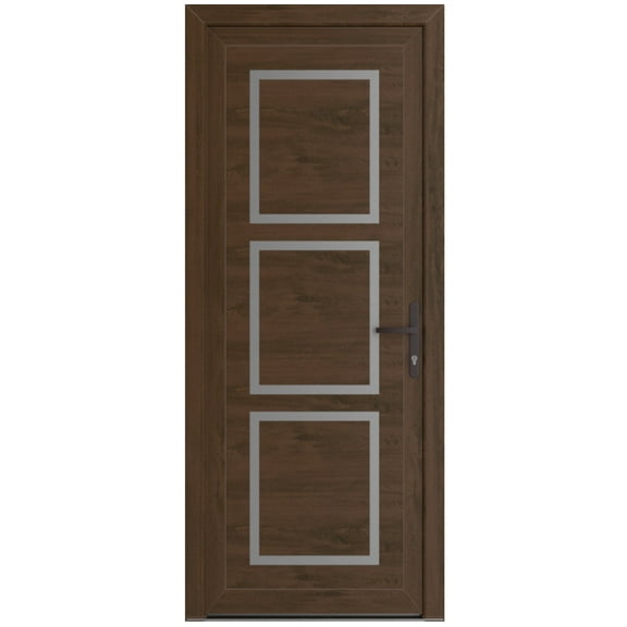 Front Exterior Prehung Metal-Plastic Door Frosted Glass | Manux 8661 Walnut | Office Commercial and Residential Doors Entrance Patio Garage W36x80 Left-hand