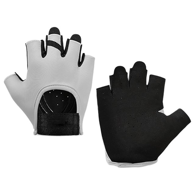 T-054 Grey S Half Finger Gloves Size S Non Slip Cotton Material For Sports Yoga Comfortable Support Performance Gear