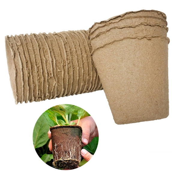 SPRING PARK 20/50/100Pcs Round Paper Pulp Peat Pots Nursery Cup Tray Garden Seedling Tool