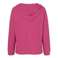 thumbnail image 5 of Kaprioy Womens Plus Size Hoodies Waffle Knit Long Sleeve Drawstring Button V Neck Casual Pullover Sweatshirt Essentials Hoodie Tops Hot Pink, XL, 5 of 5
