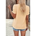 thumbnail image 4 of Women'S Hollow Pleated Short Sleeves Square Neck Casual Loose Solid Color Knit T Shirts Tops Blouses Yellow S, 4 of 9